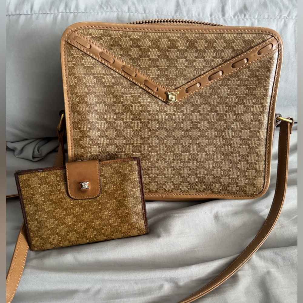 ❌SOLD— Vintage Celine Macadam Crossbody Bag and Wallet Set
